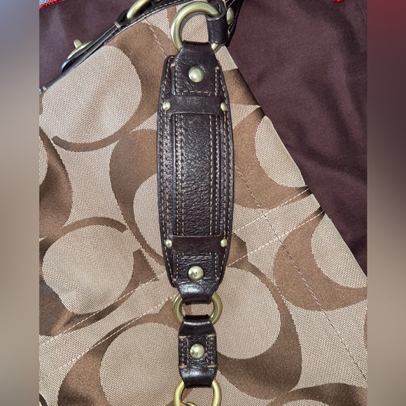 COACH Vintage Signature Canvas Carly Hobo Bag Shoulder Purse #K10619 - Picture 9 of 13